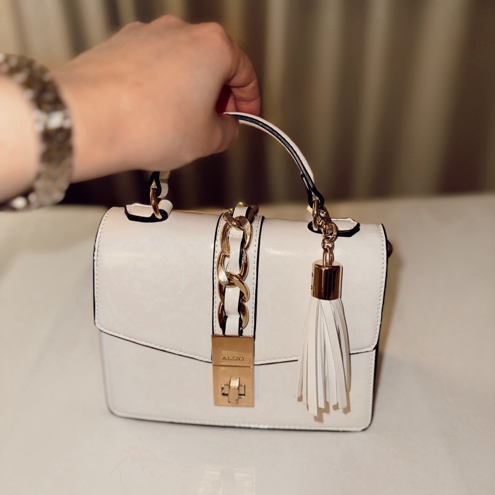 ALDO white top handle handbag